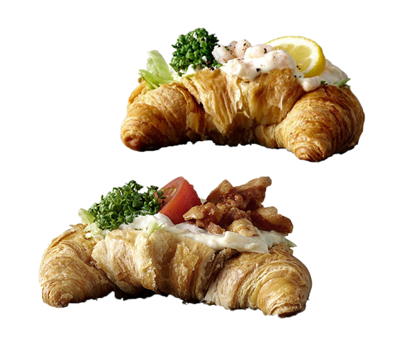 4 X croissant med hønsesalat eller rejer